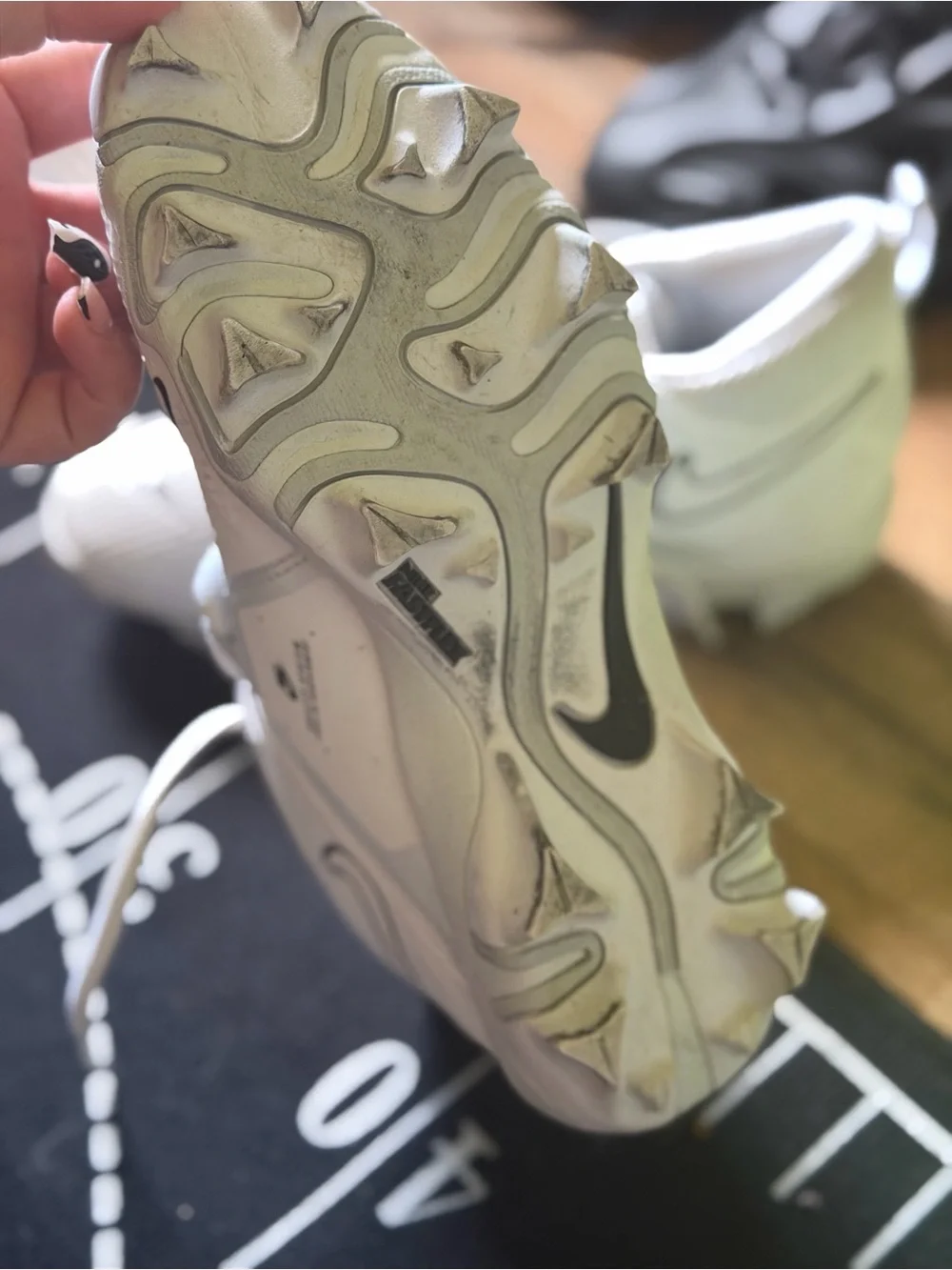 Nike Kids White Alpha Soccer Cleats with Black Accents
